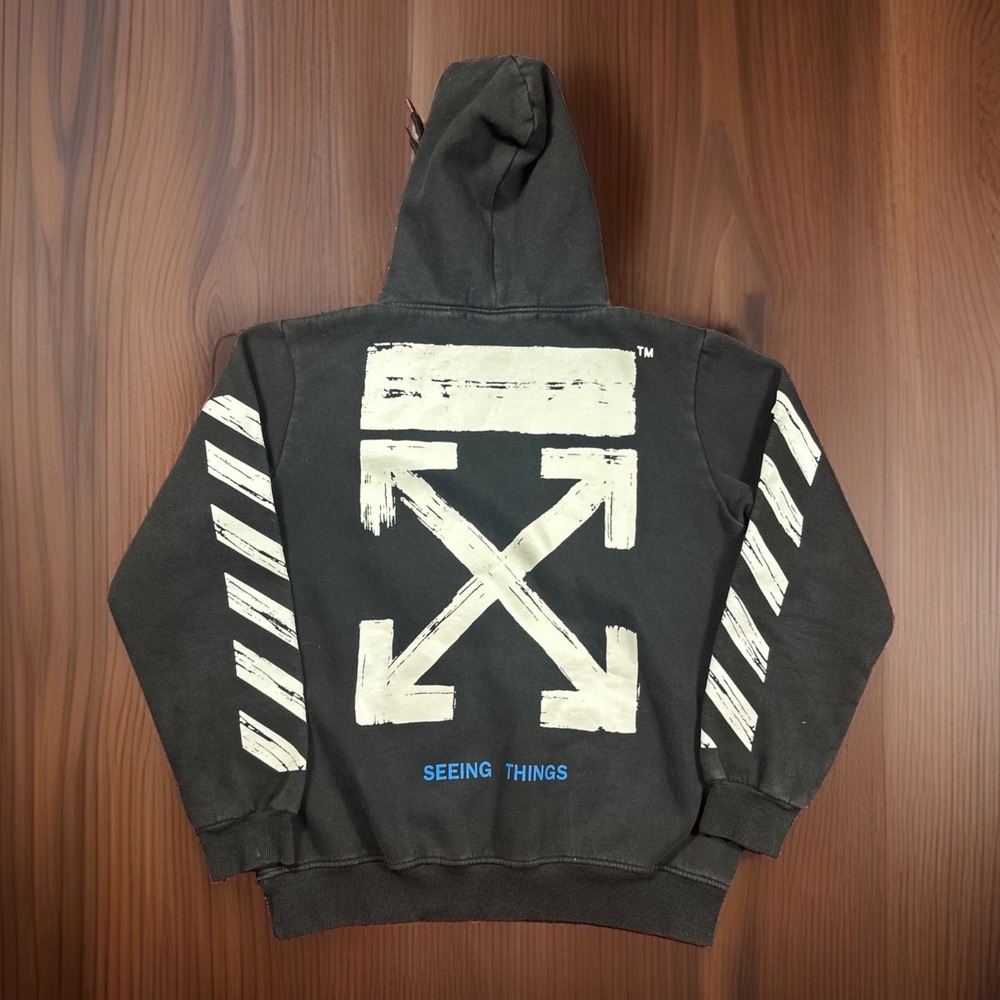 Virgil Abloh Main Label ABC Off White Hoodie Men's Black Large Seeing Things